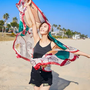 

Hijab Sale Winter New 2018 Age Season Scarves Long Emulation Silk Shawl Is Prevented Bask In Beach Towels Printing Towel 2403