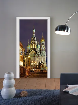 

Russia Castle England Big Ben 3D Door Sticker Wall Mural Art Wallpaper Poster Stickers Self Adhesive Removable Home Door Decals