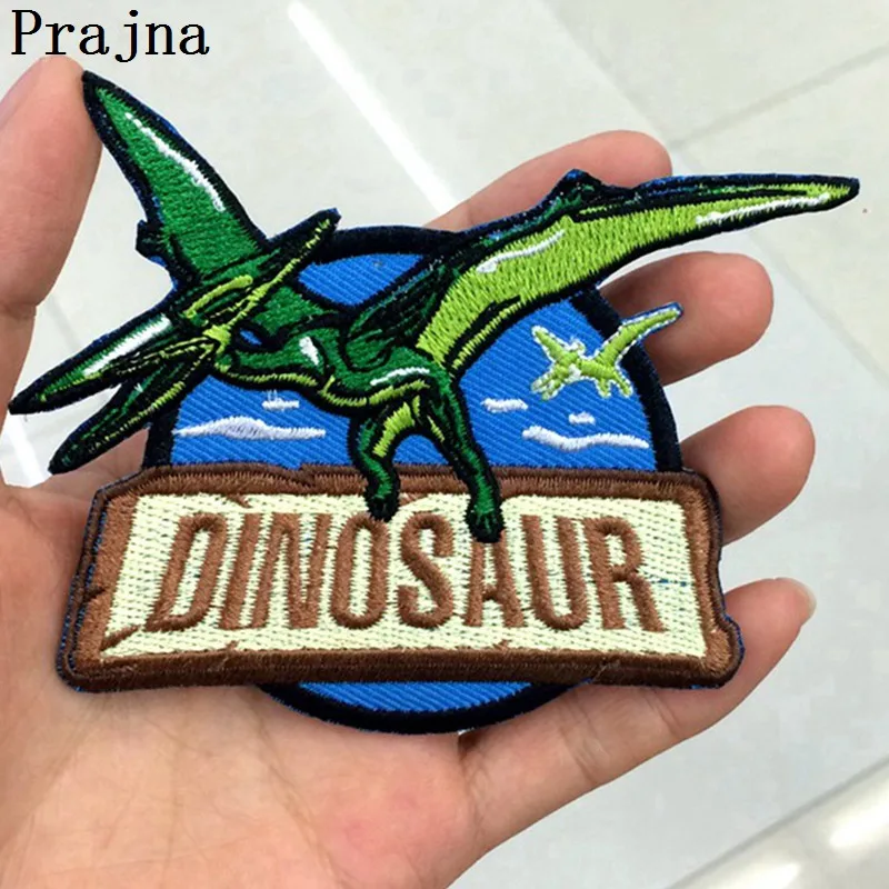 

Prajna Stalker Dinosaur Patch Jurassic Park Iron On Embroidered Patches For Clothes Fabric Jacket Bag Ironing Patches DIY Stripe
