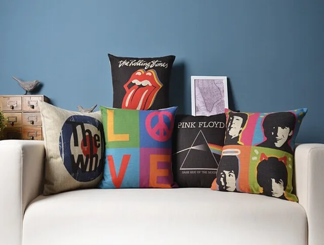 Cushion Rock Roll The Beatles Pink Floyd Rolling Stones Who Love Cushion Rock Roll The Beatles Pink Floyd Rolling Stones Who Love Style Car Home Decor Throw