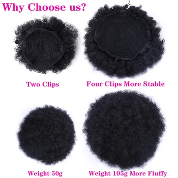 10inch High Puff Afro Curly Wig Ponytail Drawstring Short Afro Kinky Pony Tail Clip in on Synthetic Kinky Curly Hair Bun 5