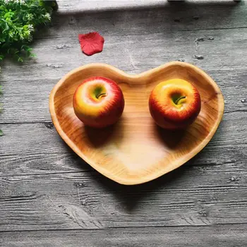 

Heart Shape Wooden Pan Plate Fruit Dishes Saucer Tea Tray Dessert Dinner Plate Tableware