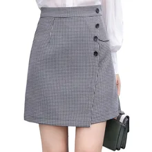Необычная шикарная мини-клетчатая юбка с пуговицами, женская элегантная Сексуальная универсальная юбка с застежкой-молнией, короткая юбка 2431LY