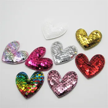 

4.8cm Glitter Paillette Pads Patches Heart Appliques for Craft Clothes Sewing Supplies DIY Hair Clip Accessories