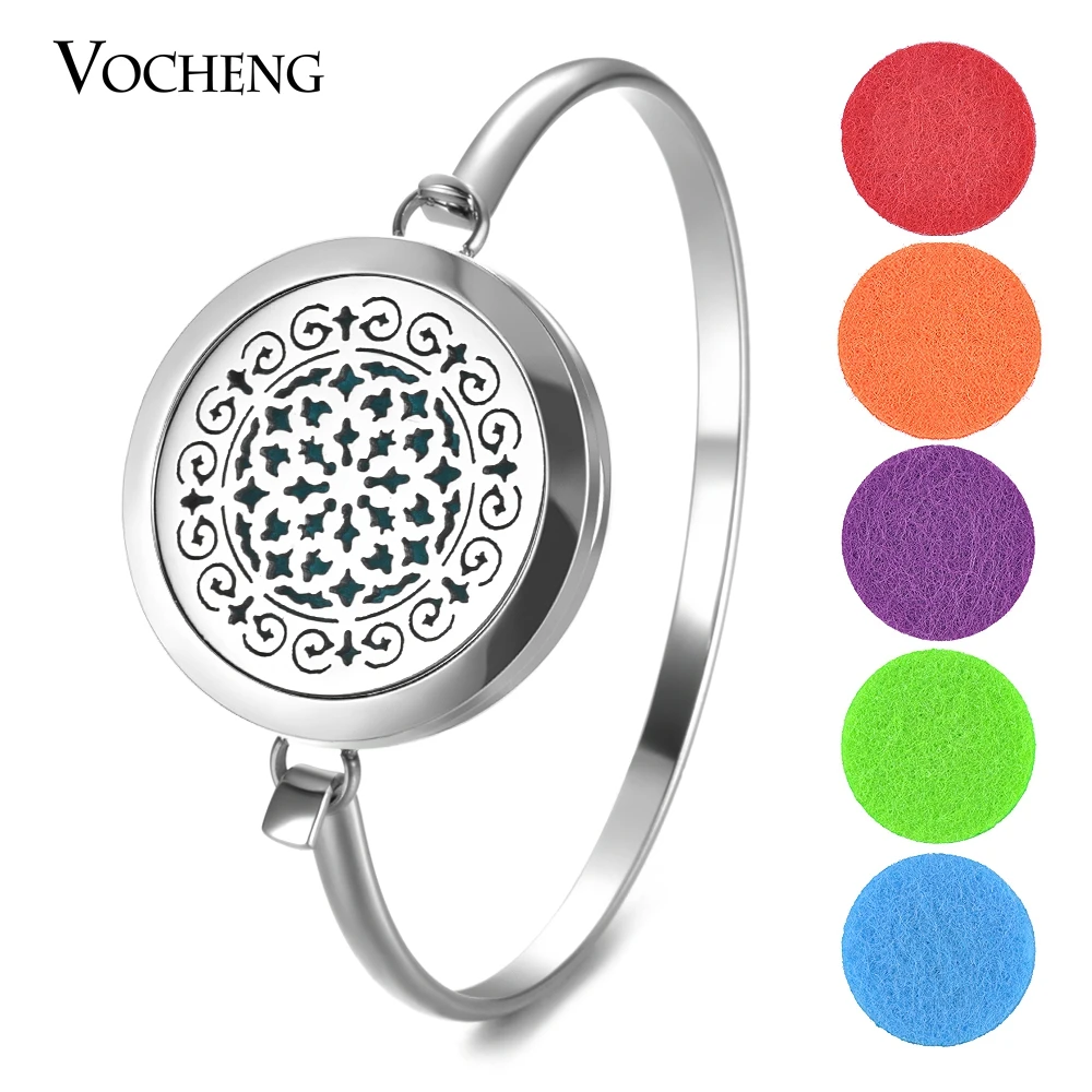 

Perfume Diffuser Locket Bracelet 316L Stainless Steel Bangle Magnetic Randomly Send 10pcs Oil Pads as Gift VA-555