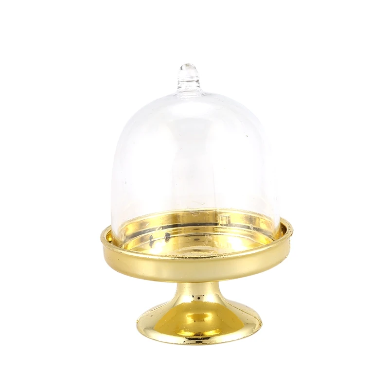 

12x Mini Cake Stand Cupcake box Wedding Party Plastic Candy Box Gold
