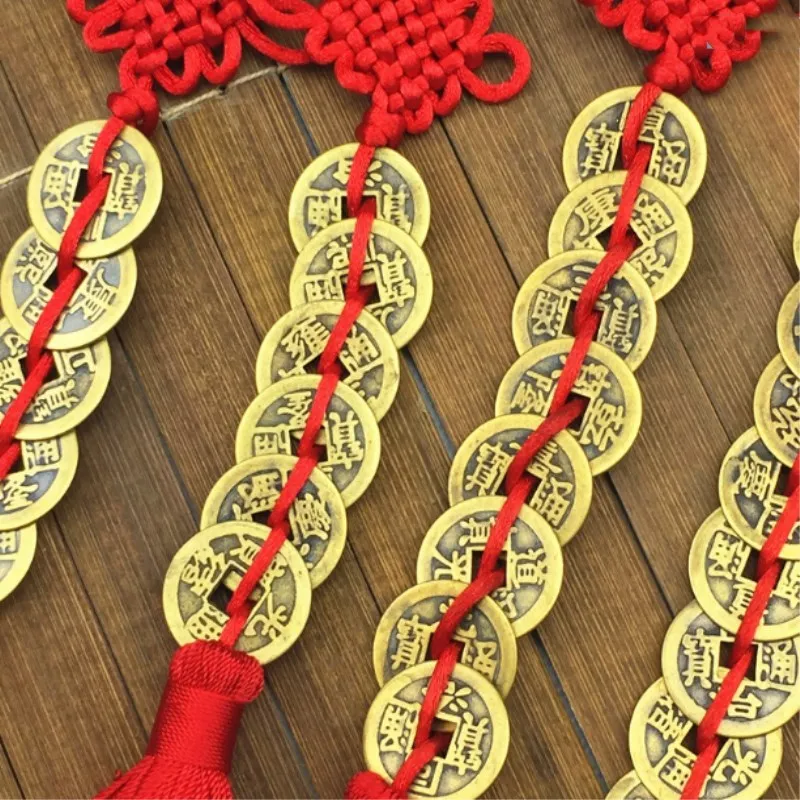 Chinese Knot Charm Ancient Copper Coins For Feng Shui Wealth Success