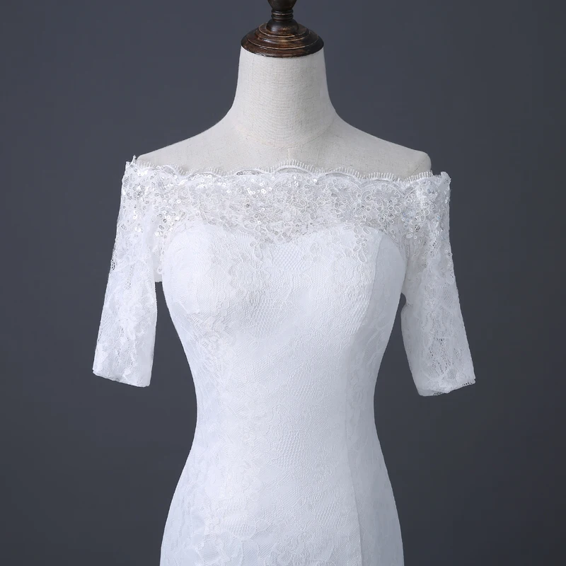 2019 лето осень дизайнерские пикантные туфли белого цвета Vestido de Noiva кружево