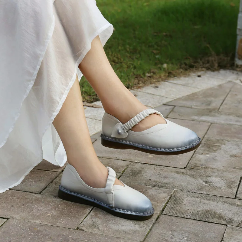 

women 2019 spring genuine leather low heels shoes female espadrilles moccasins creepers sapatilha brethable flats 1812