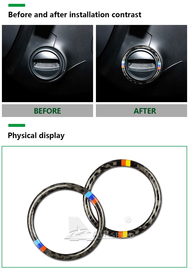Airspeed for BMW E60 Accessories BMW E60 Sticker Stickers for BMW E60 Carbon Fiber Interior Trim Car Ignition Keyhole Ring Cover (2)