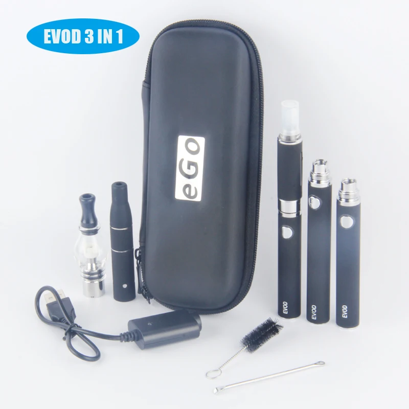 Evod 3 in 1 zipper kit Electronic cigarette battery evod Glass globe tank ago for dry herb wax oil veporizer Mt3 atomizer cig