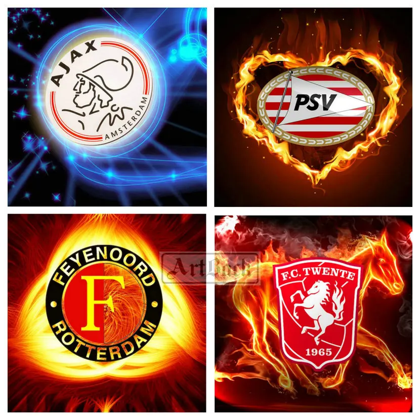 

5d diamond painting football badge AJAX full square / round rhinestone heart fire badge pattern diamond embroidery 3d mosaic