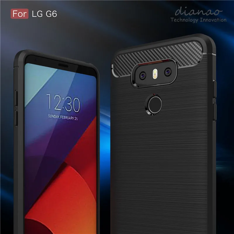 cheap Luxury case For LG G6 Soft silicone Carbon Fiber Armor Protective back cover cases for lg g6 g 6 Moblie phone housing shell