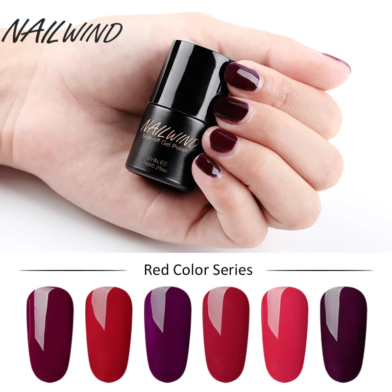 NAILWIND красный серия полуперманентный УФ гель лак для ногтей Soak Off White Nail Art Top Base Coat