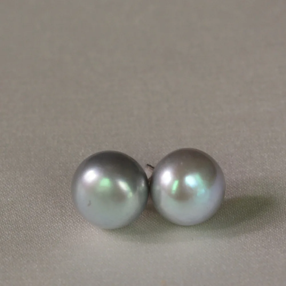 Модные ювелирные изделия 8-9 мм серые пресноводные культивированные серьги с жемчугом