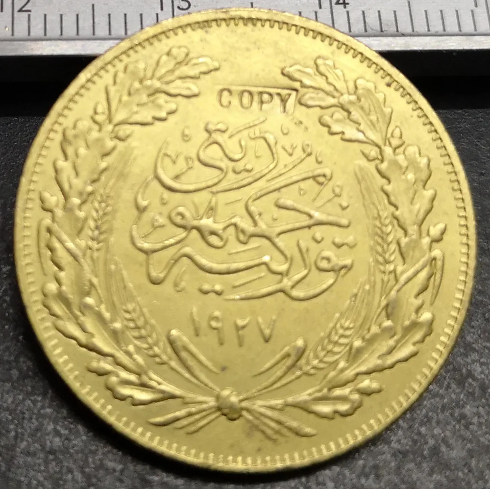 Турция 1927 250 копия Kurus позолоченная монета 22 карата (без циркуляции)|coin free|coin tablecoins
