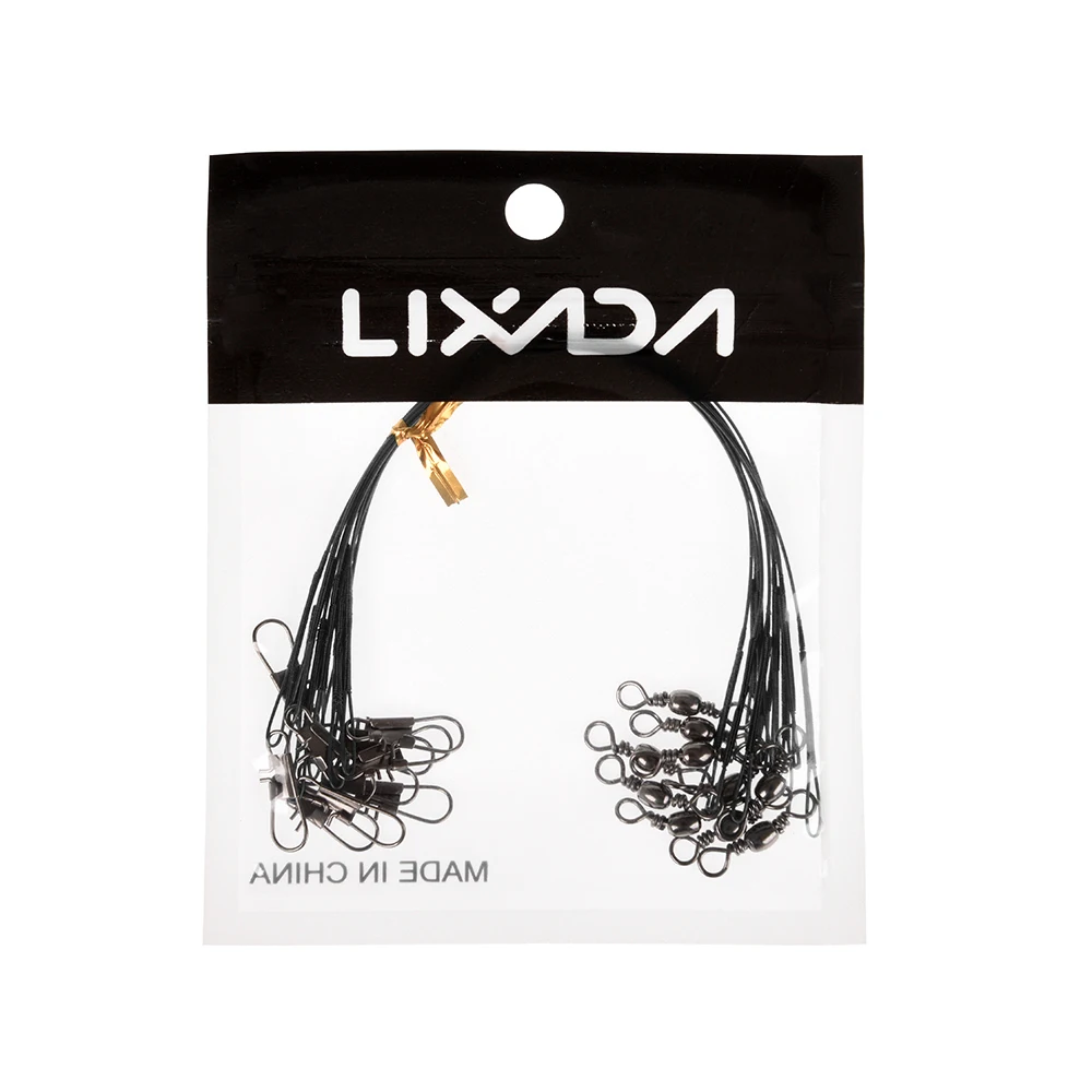 

Lixada High Strength Nylon-coated Stainless Steel Leader 10PCS Fishing Trace Spinner Fishing Wire Rig with Snap and Swivels