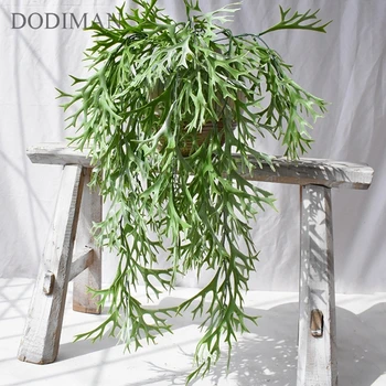 

Artificial plastic Ferns branches home decoration fake flower green leaves Christmas Wall-mounted staghorn rattan decoration