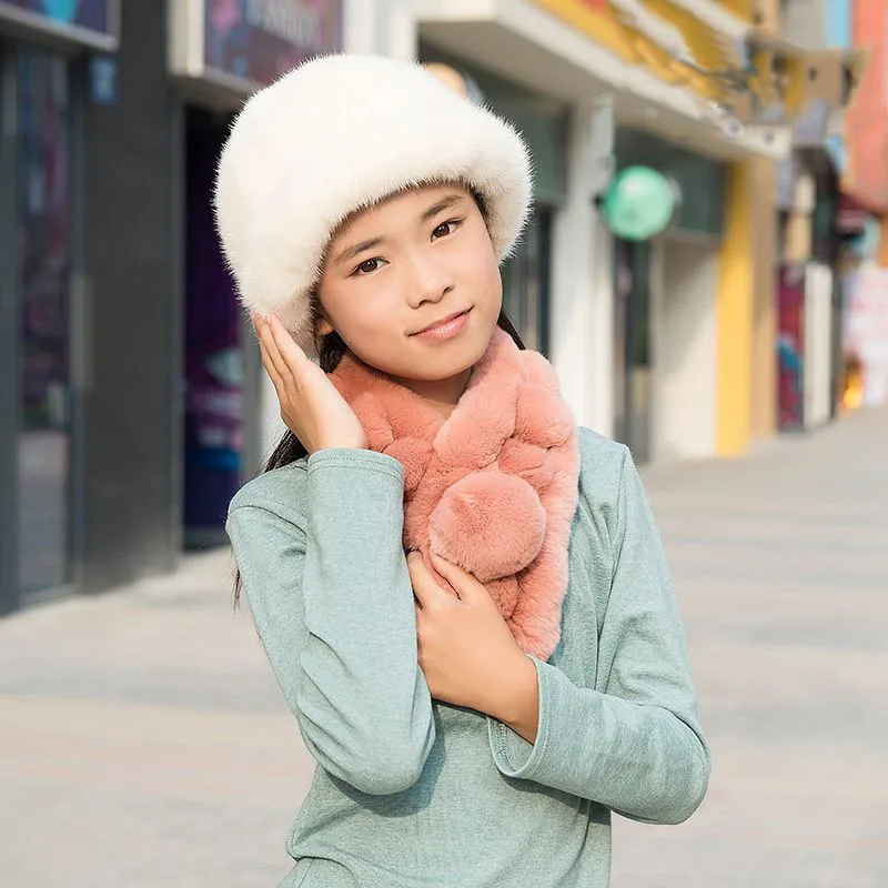 

NEW 2016 Fashion Children's Autumn and Winter Mink Fur Hat Whole Mink Belt Brim Hat for Girl and Boy Baby's Solid Hat