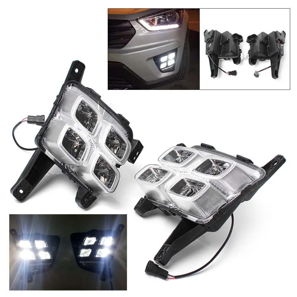 LED Fog Light Daytime Running Driving Lamp Day Work Light For Hyundai Creta IX25 2014 2015 2016 Pair Car Indicators Accessories LED Fog Light Daytime Running Driving Lamp Day Work Light For Hyundai Creta IX25 2014 2015 2016 Pair Car Indicators Accessories