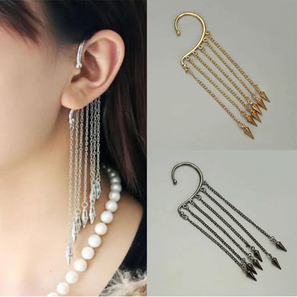 Boho Винтаж Ушные крючки клип серьги для Для женщин Прекрасный заклепки кулон
