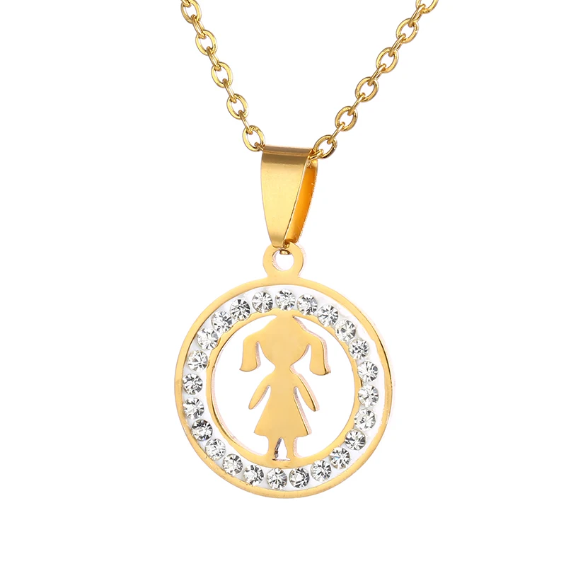 Стильное семейное ожерелье из нержавеющей стали с подвеской для родителей, для мальчиков и девочек, семейное ожерелье с золотым/серебряным цветом, ювелирные изделия - Окраска металла: Gold-B
