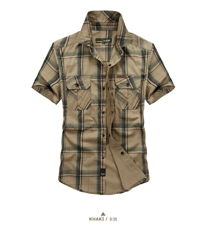Плюс размеры 5XL 100% хлопок Chemise Homme оригинальный брендовая одежда для мужчин Chemise Homme плед AFS джип-рубашки брюки карго Военная униформа