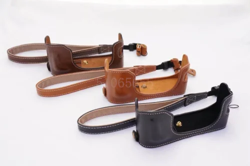 Goede Lederen camera tas bottom case voor fujifilm fuji xa10 xa2 xm1 xe1 XE2 XT10 XT20 XA3 X70 XT1 XT2 Half Body Cover Met Hand Strap