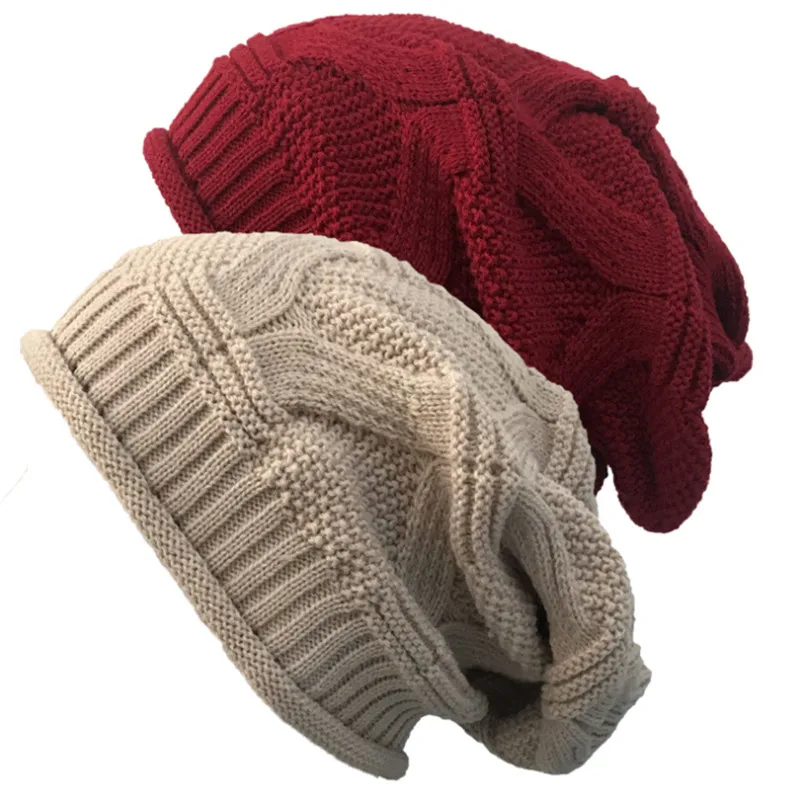 

2019 Men's Winter Hat Fashion Knitted Hats For Women Warm Beanies Skullies Hat Slouchy Beanie for Female Male Skullies Ski Cap