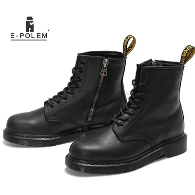 

2017 Spring Autumn Genuine Leather Women Martin Boots Soft Leather Travel Casual Fashion Ankle Boots Unisex Martin Shoes Black
