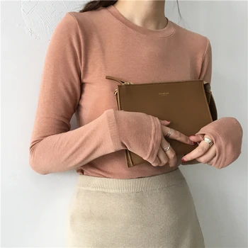 

Cashmere Sweater 2018 Fashion Round Neck Sweaters Long Sleeve Warm Autumn Winter Blue Wool Sweaters LJ0946