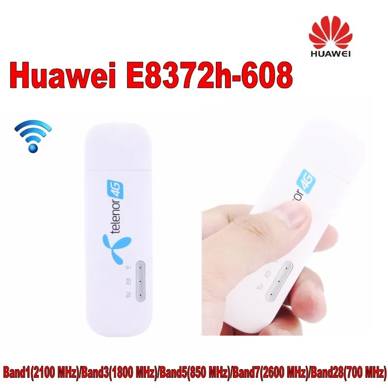 Desbloqueado nuevo Huawei E8372 E8372h-608 Plus antena y adaptador usb 4G LTE 150 Mbps módem inalám