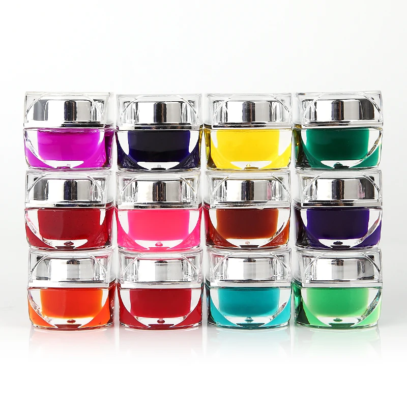 12pcs Colors Pots Nail Art Gel Design Decoration Crystal Pure 3D Long