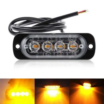 

Car Truck 4 LED Strobe Warning Grill Flashing Traffic Beacon Police Light Breakdown Emergency Signal Lamp Blue Amber White Red