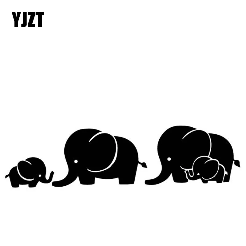 

YJZT 18.1CM*4.8CM Lovely Elephant Family Cartoon Car Stickers Vinyl Decal Body Of Car Decor Black/Silver C4-1687