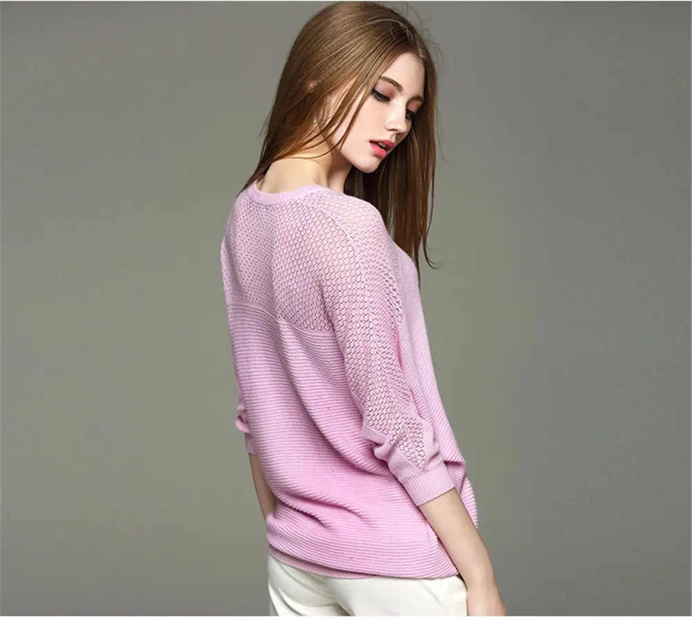 Fashion All Match Autumn Women Sweater Big Chest Batwing Sleeve Warm Sweater Solid Cotton Loose Knitted O-neck Female Pullovers (13)