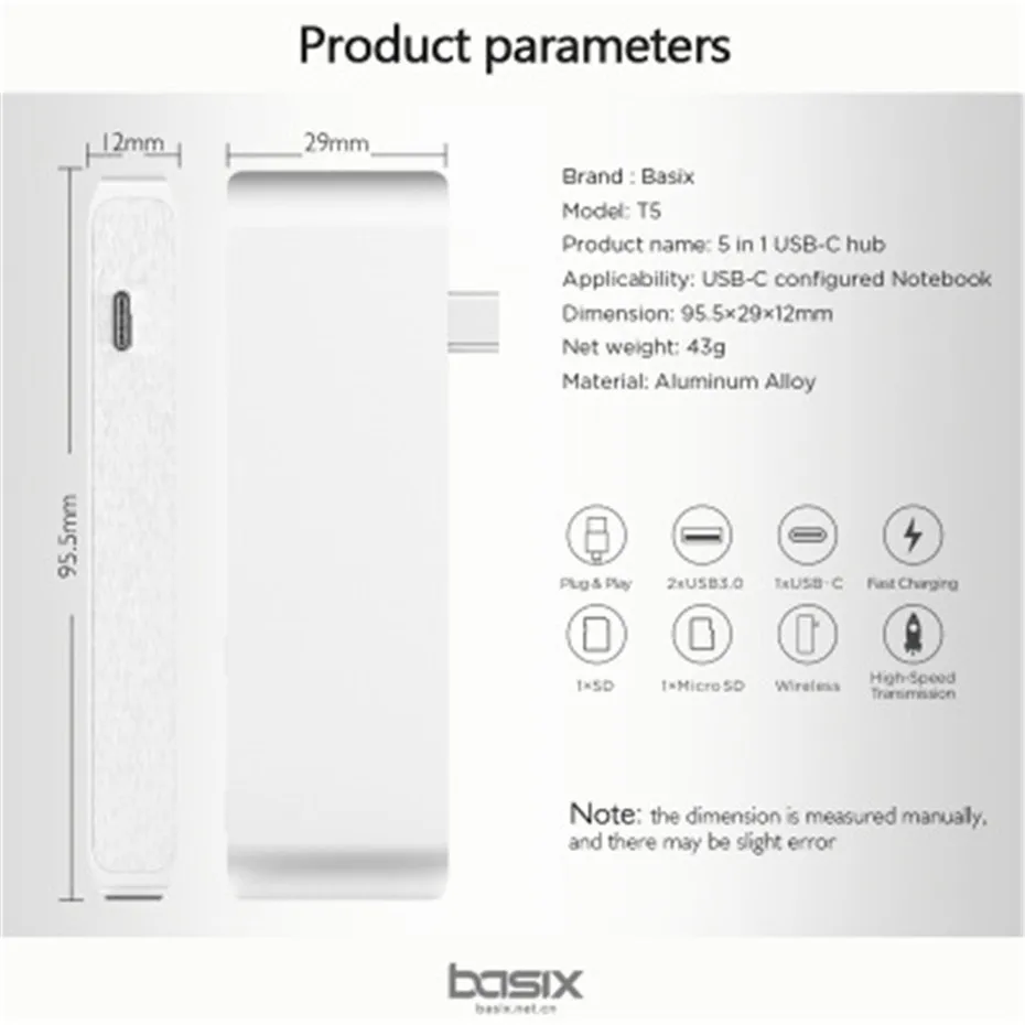 Basix 5In1 USB C 3.1 Type C Hub Power Delivery 4_