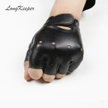 High Qualtiy Leather Gloves for Kids Boy Girls Fingerless Gloves Chilidren Half Finger Mittens Breathable Black Gants enfants