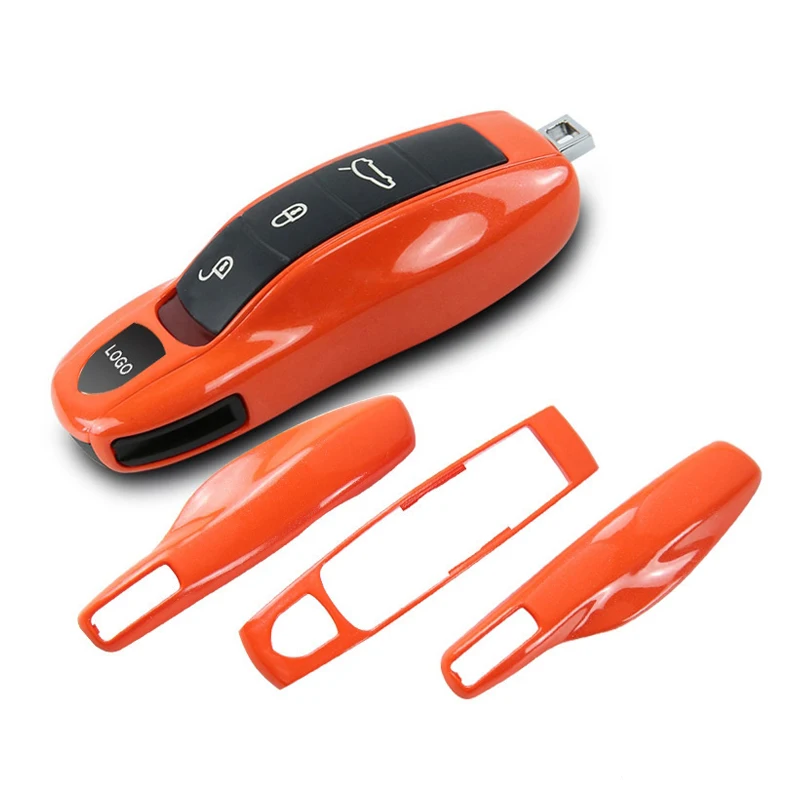 

3pcs Orange Car Remote Key Case Key Cover Modified Key Shell Replace Refit Porsche Boxster Cayman 911 Panamera Cayenne Macan
