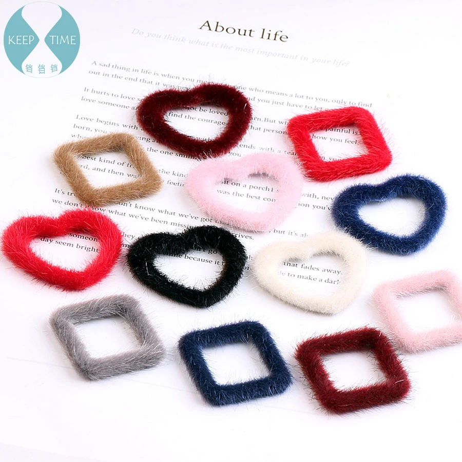 

DIY handmade jewelry accessories plush mink hair earrings earrings pendant earrings material love Square Pendant