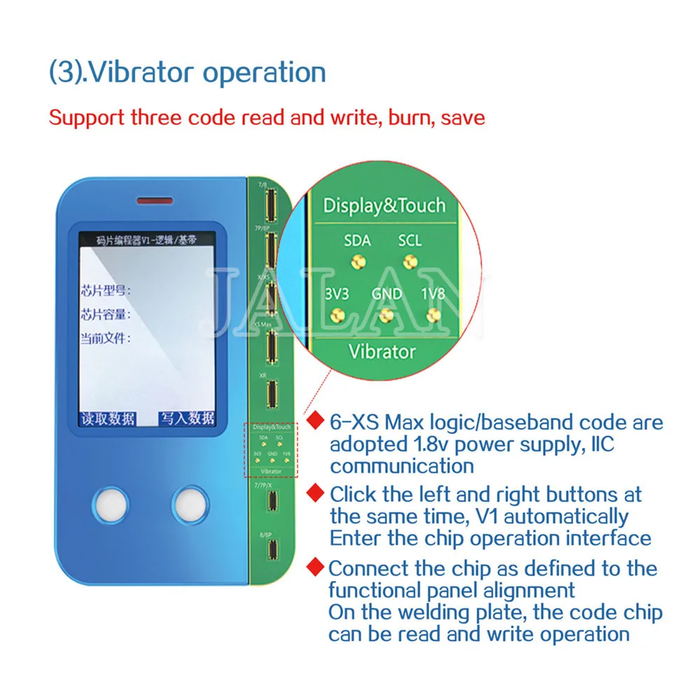 JC V1 светильник с датчиком истинного тона для восстановления viration для 6 7 Plus 8 Plus X XS MAX XR сенсорный чип JC PRO 1000S программист