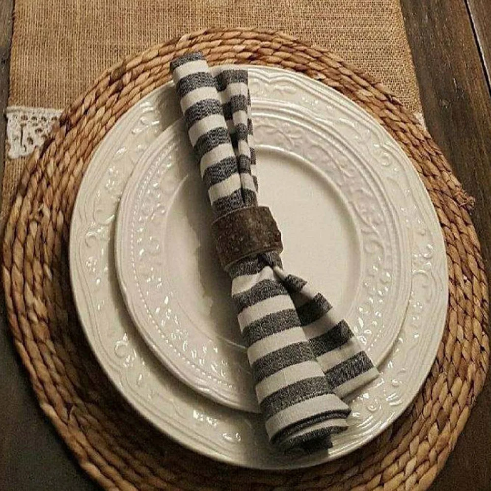 

Rustic Vintage Original Wooden Napkin Ring Wedding Hotel Dining Table Practical Decoration Set Platform Bark Stake