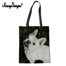 Женская Брезентовая сумка с принтом бульдога, большая женская сумка, на заказ, многоразовая сумка для покупок, Bolsas Reutilizables De Tela, дропшиппинг