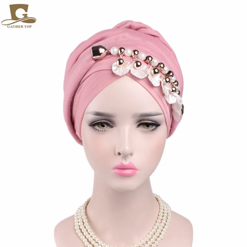 NEW pearled Pendant head Scarf headscarf women hijab turban soft cotton