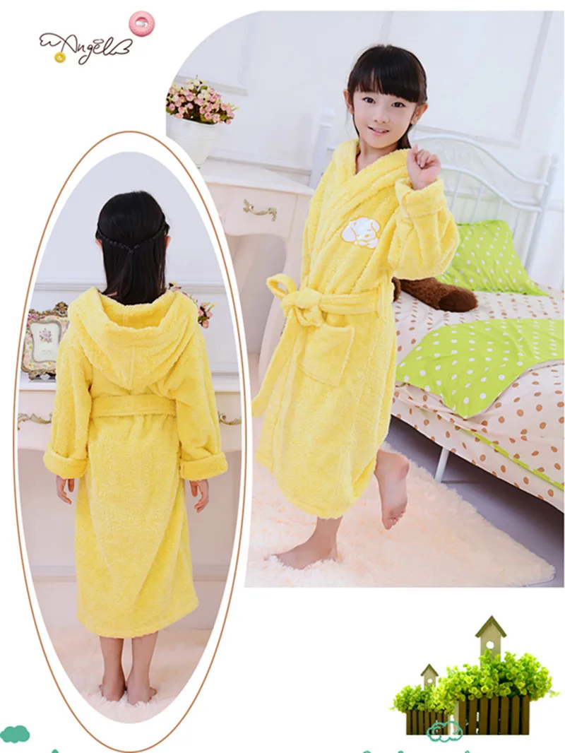 Terry Bathrobe Kids Hooded Bath Towel 8