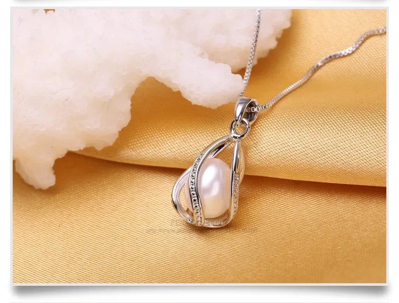 FENASY Pearl Jewelry,100% natural Pearl Pendant Necklace,fashion style Natural Freshwater Pearl Silver Necklace Pendant,gift box 15