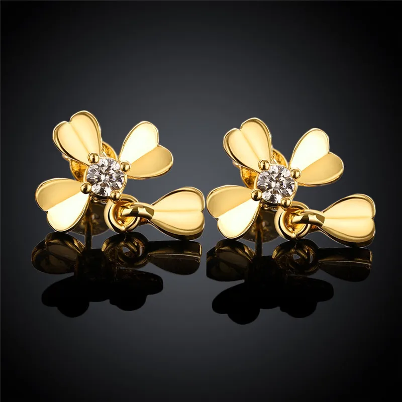 24k Yellow Gold Rose Pt950 White Color Stud Earrings 24k Yellow Gold Rose Pt950 White Color Stud Earrings For Women Four Hearts Shaped With Cz Stone Earring Kzce022 In From Jewelry