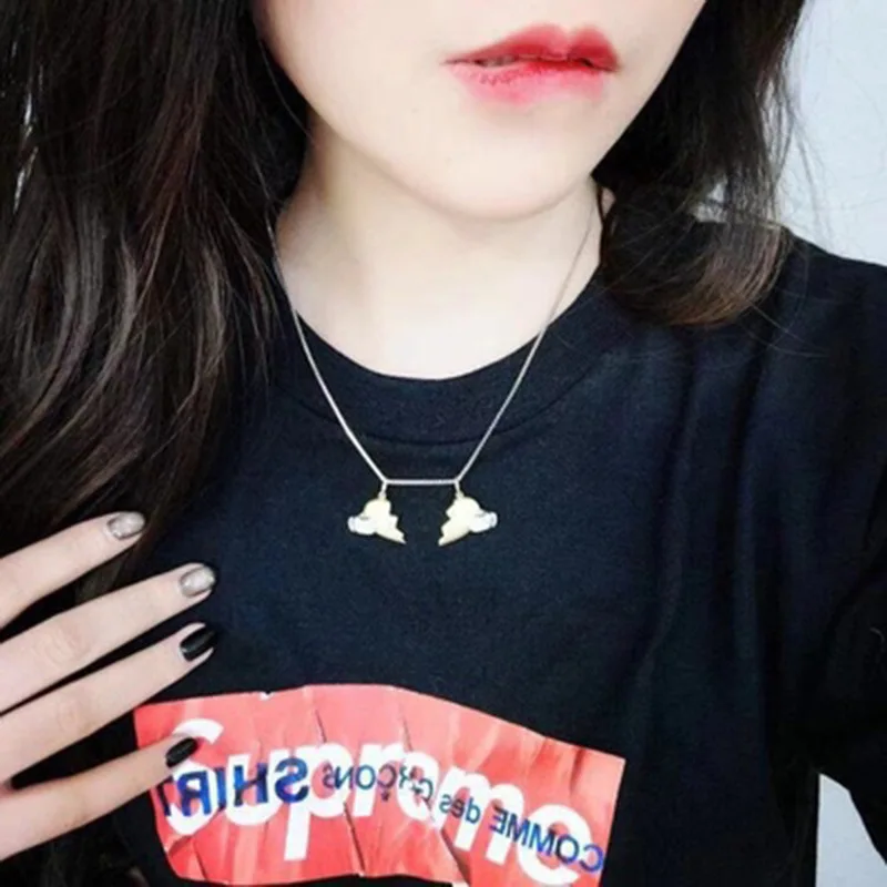 

Collares De Moda 2019 Copper Heart Necklace Pendant for Woman Fashion Jewelry Double Heart Gold Necklace Boyfriend Gift Chocker