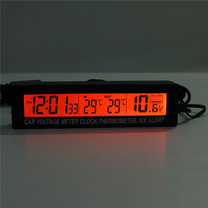  3 In1 Digital LCD Clock Screen Car Auto Vehicle Time Clock Temperature Thermometer Voltage Voltmete