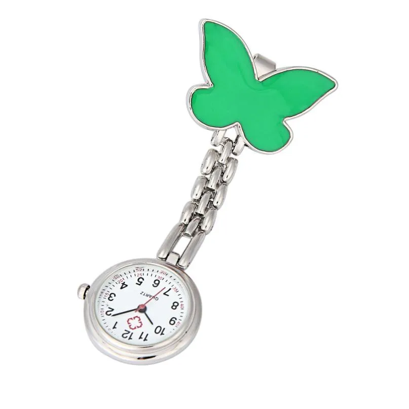 Fashion Pocket Watches Clip-on Fob Brooch Pendant Hanging Watch Women Butterfly Design Watches Doctor Nurse Pocket Watch L30